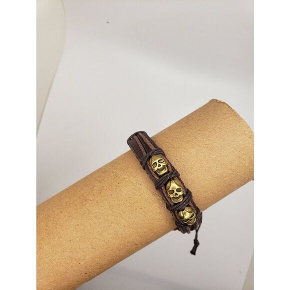 LEATHER skull bracelet - Picture 1 of 2
